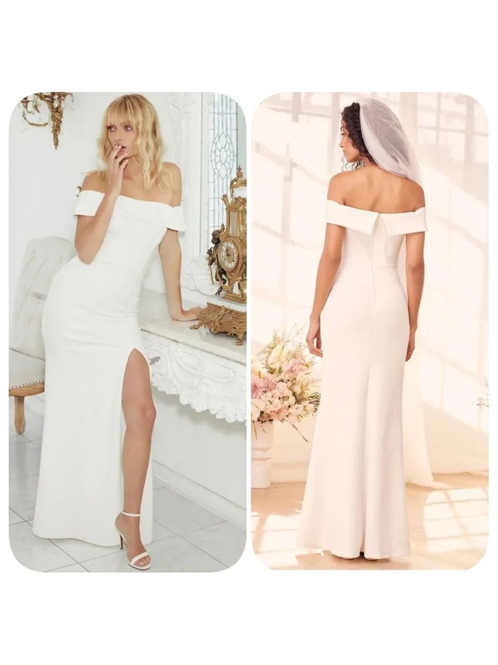 Lulus Aveline White Off-the-Shoulder Maxi Dress Sz M
